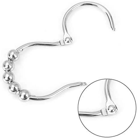 Misounda Shower Curtain RMisounda Shower Curtain Rings,Shower Curtain Hooks,12 Pieces, Stainless Steel Hanging Rings with Sliding System for Shower Curtain,Shower Curtain Rods, Curtain Rods,68 x 35 mm