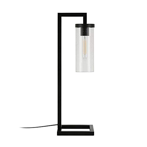 Image of Henn&Hart 26 inch Tall Table Lamp with Glass Shade in Blackened Bronze /Seeded, Lamp, Desk Lamp for Home or Office