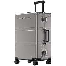 28 بوصة جميع الألومنيوم المغنيسيوم Hardside تحمل على الأمتعة مع عجلات، سستة الأمتعة فحص Hardshell مع قفل TSA، حقيبة معتمدة من شركة الطيران الأمتعة المتداول المعدنية للسفر، رمادي الأعمال