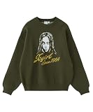 [エックスガール] カーシブロゴアンドフェイスジャカードニットトップ CURSIVE LOGO AND FACE JACQUARD KNIT TOP 105261015001 OLIVE ONE SIZE