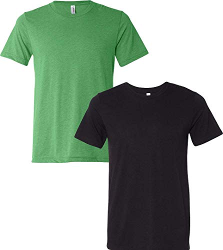 Image of Bella + Canvas Unisex Crew Neck Triblend Short Sleeve Tee, Green/Solidblack, XS