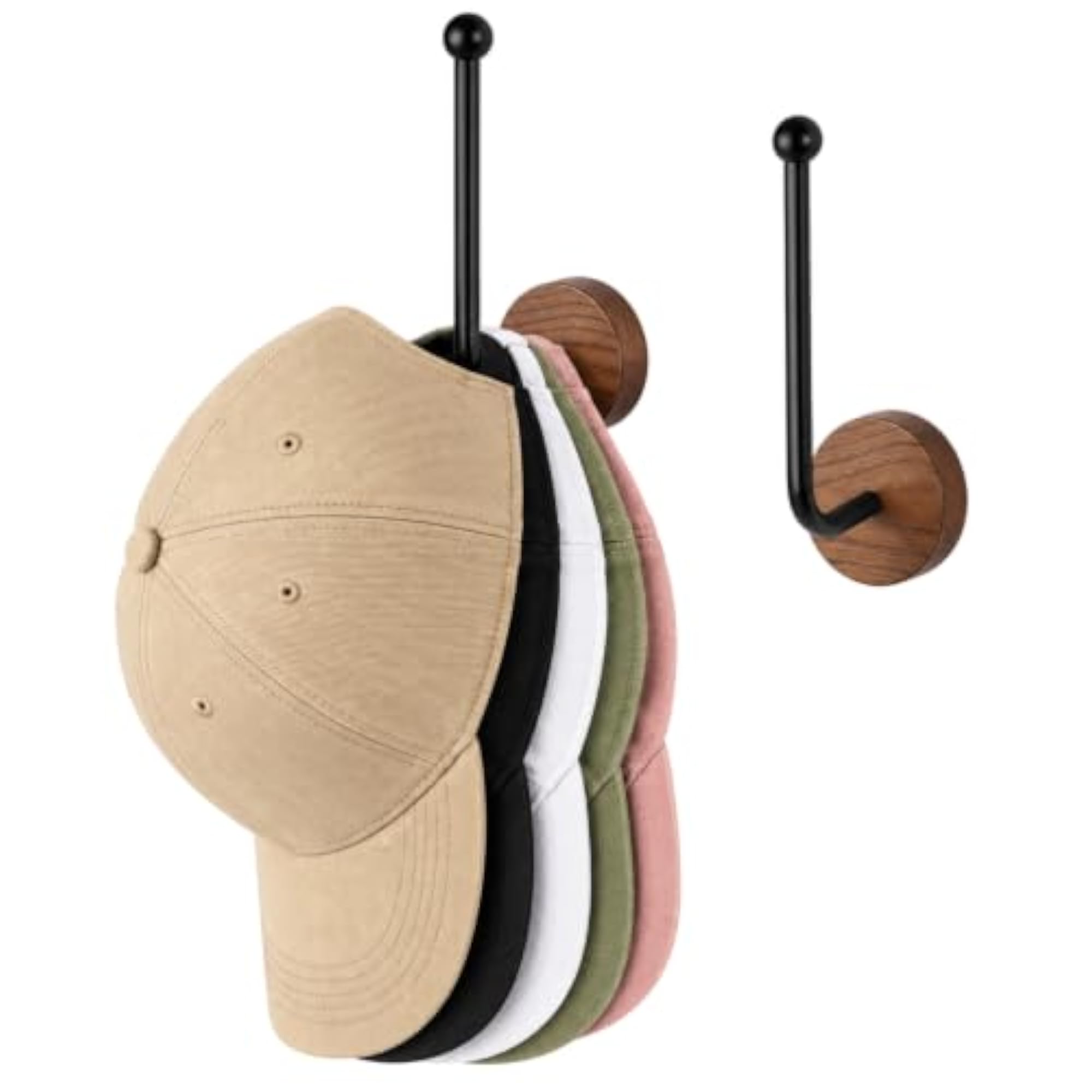 2Pcs Wall Hat Organizer, L Shaped Baseball Cap Storage Rack