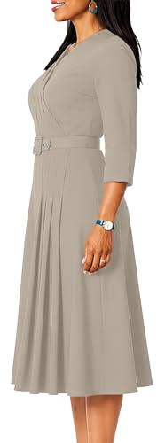 Image of ZVO Business Work Dress for Women Elegan Church V-Neck A Line Midi Dresses