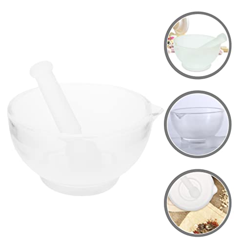 Hemoton Mortar And Pestle Set Glass Pressing Mashing Mortar Pot Manual Pounding Garlic Grinder Spices Grinding Bowl Grinder Herb Bowl For Garlic Pepper Guacamole Nuts Fruit #TOP6