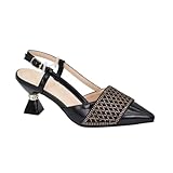 Conjunto de zapatos y bolsa de boda italianos con diamantes de imitación nigerianos para mujer, Un par de zapatos negros, 38(US-7.5)