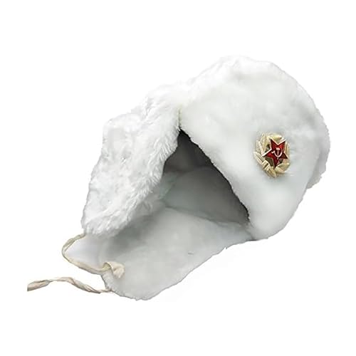 Image of Winter Fur Ushanka Russian Hat with Secret Pocket and Removable RED Star Emblem