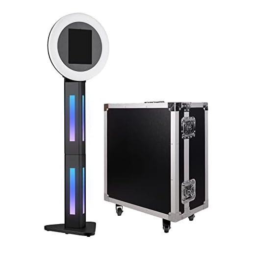 RAUBAY Portable 12.9'' Ipad Pro Photo Booth, Metal Stand Selfie Machine with APP Control Bluetooth Music Ligth Box, RGB LED Ring Light, Flight Case Parties, Wedding, Rental Business, Black Light Box