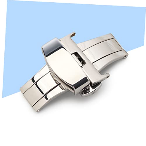 Stainless Steel Non Automatic Double Button Buckle for Leather Straps Elegant Silver Finish Compatible2
