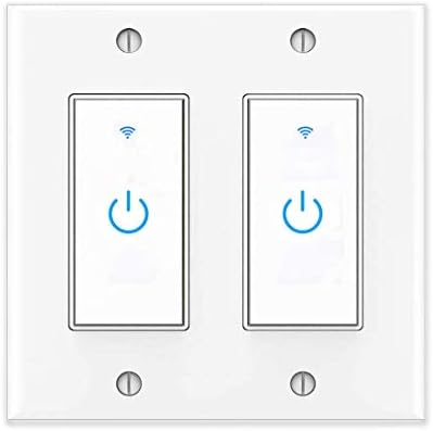 Smart Switch WiFi Wall Light Switch Compatible with Alexa, Google Assistant and IFTTT, Neutral Wire Required, Single Pole, 2 Gang