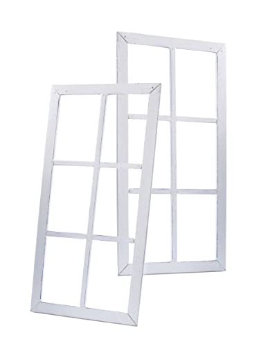 Spetebo 2er Set Deko Fensterrahmen aus Holz 60cm - shabby weiß - Holzrahmen zum Hängen und Gestalten - Bilder Wand Fenster Rahmen vintage Landhaus