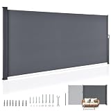 Juskys Store latéral 500 x 190 cm Extensible et Opaque, Brise-Vue pour...