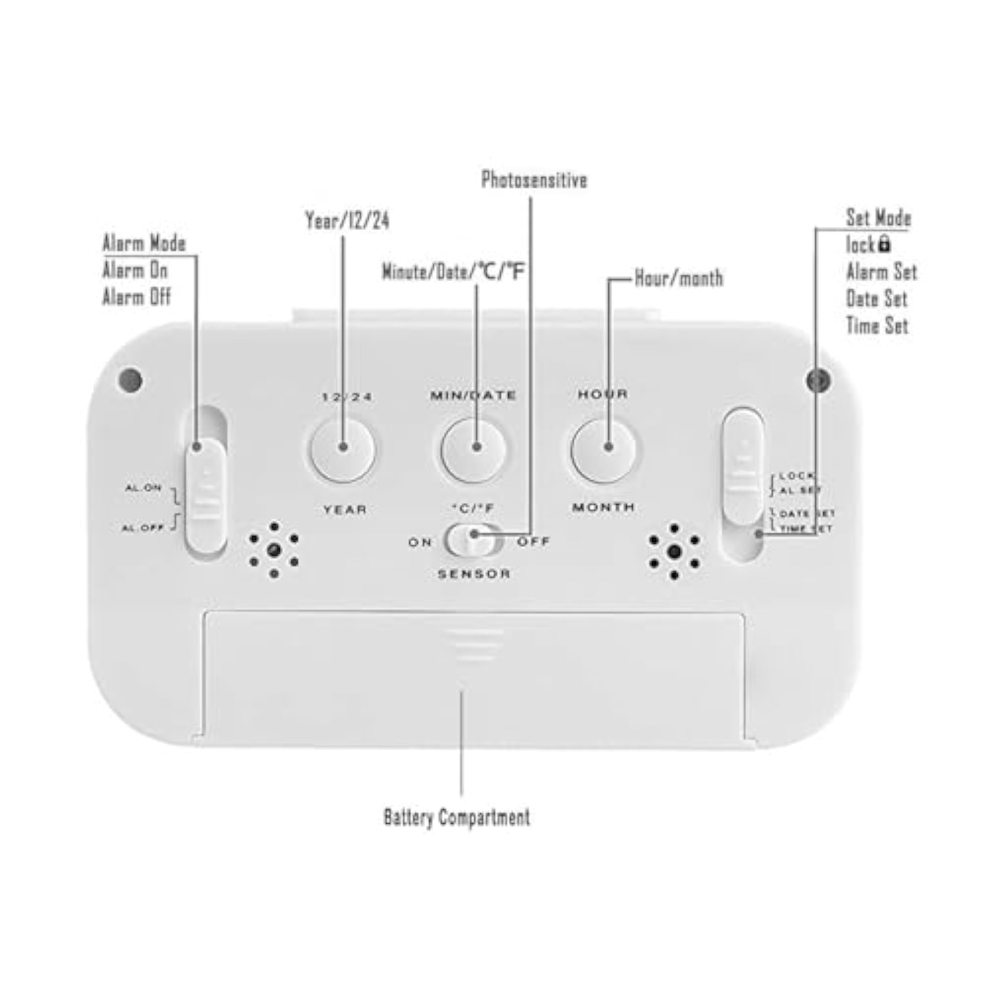 Digital Alarm Clock LED Display with Temperature