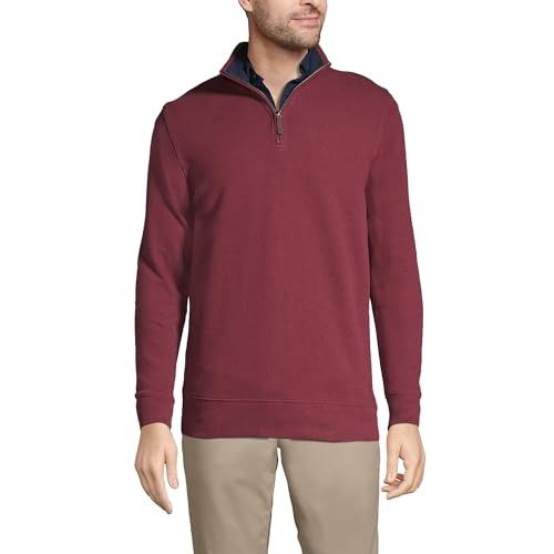 Lands' End Mens Bedford Rib Quarter Zip Sweater Rich Burgundy Regular Small (447688)