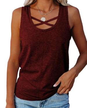 Débardeur femme bordeaux M Saodimallsu top sans manches été