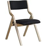 Besucherstuhl Klappbar Einfaches, Bequemes Baumwollleinen Klappstuhl, Wohnzimmer Aus Massivem Bugholz Restaurantstühle, Empfangsstuhl, Tragfähigkeit 150 Kg (Color : Schwarz, S : 78.5 * 48.5 * 46cm)