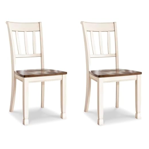 Signature Design by Ashley Whitesburg Cottage Rake Back Dining Chair, 2 Count, Brown & White