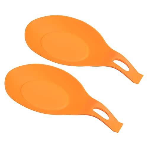 Uxcell Silicone Spoon Rest, 7.68" X 3.74" Heat Resistant Kitchen Utensil Holder Spatula Ladle Rest For Counter Stove Top, Orange 4Pcs #TOP6