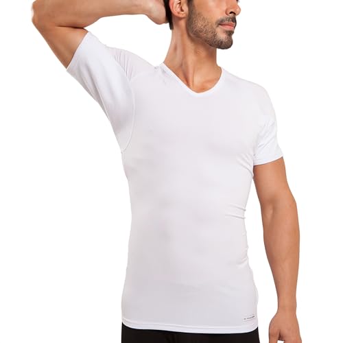 Ejis Men's Sweat Proof Undershirt, V Neck, Anti-Odor Silver, Micro Modal, Sweat Pads (XX-Large, White) by Ejis - Used condition - Image 2