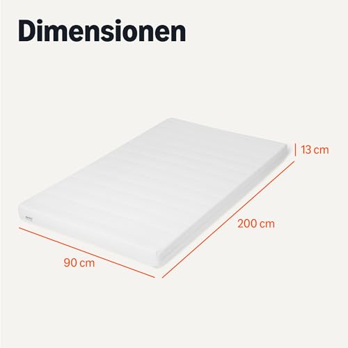 Amazon Basics Komfort-Schaumstoffmatratze, H3, mittlere Festigkeit, Öko-Tex-Zertifiziert, waschbarer Bezug, Höhe 13cm, Größe 90cm x 200cm