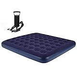 Ancdream Airbed Indoor Outdoor Camping Air Mattress Inflatable Beds with Hand Pump - King Size, Blue