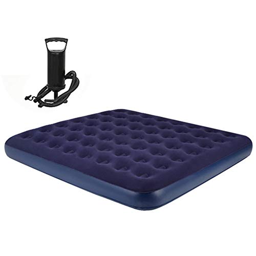 Ancdream Airbed Indoor Outdoor Camping Air Mattress Inflatable Beds with Hand Pump - King Size, Blue