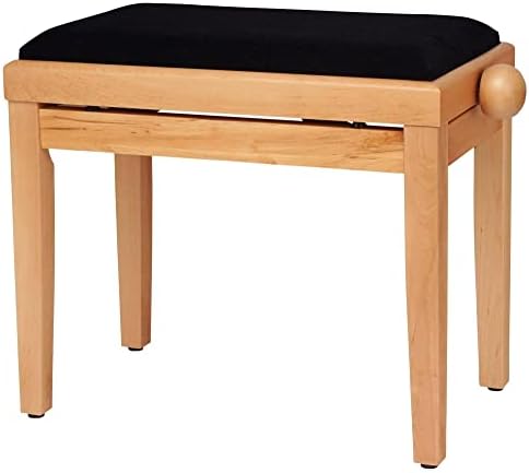 Classic Cantabile Ławka do pianina, buk matowy (regulacja wysokości od 47  56 cm, mechanizm wrzeciona, powierzchnia siedziska 55 x 32 cm, czarna tapicerka welurowa, stabilna)