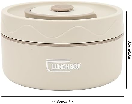 TOPINCN 440ml Food Warm Lunch Container, Stainless Steel Thermal Lunch Container Portable Thermal Cooking Pot Double Layer Box Round Shape Food Container for Office (Microwave - Image 3