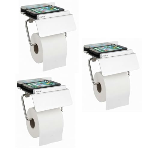 Image of Force Toilet Paper Roll Holder with Mobile Stand, Stainless Steel Toilet Paper Hanger with Stand in Bathroom, Toilet Paper Holder, Toilet Tissue Roll Holder for Bathroom Pack of 3