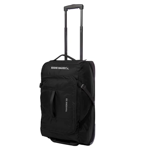 Eddie Bauer Traverse Luggage | Roller Wheels | Telescoping Handle | Travel | Vacation | Ripstop Nylon - Black, 22'