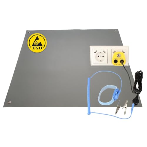 Minadax Estera Antiestática - Estera de Trabajo - Estera de PVC con Cable de Tierra - Protección ESD - 50 cm x 60 cm