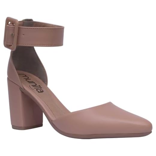 Sapato Salto Grosso Scarpin Sandália Salto Bloco Moda (Nude, BR, Adulto, Numérico, 39)