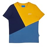 40° Normalwaschgang Finkid Ankkuri Kinder T-Shirt Jersey Kurzarmshirt in Colorblocking Pebble/Waterfall beige grün mit Tasche (100/110)