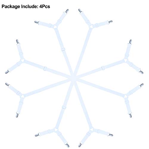 Siaomo Bed Sheet Fasteners Straps - 2 Way Adjustable Crisscross Sheet Corner Holder Straps Clips Gripper Elastic Sheet Band Suspenders Fasteners(2 Set/4Pcs, White) by Siaomo - Image 9