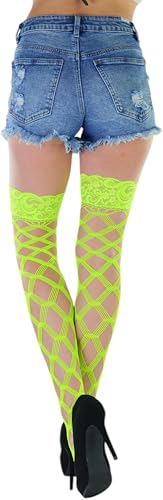 Image of ToBeInStyle Women's Multi-Strand Large Diamond Fence Net Thigh High Stockings
