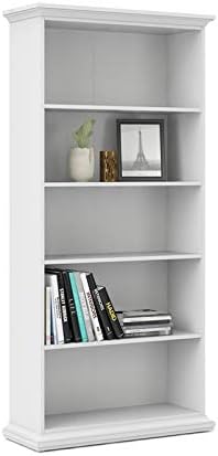 Vista 6 de Pemberly Row Estantería moderna y contemporánea de madera con 5 estantes en acabado blanco