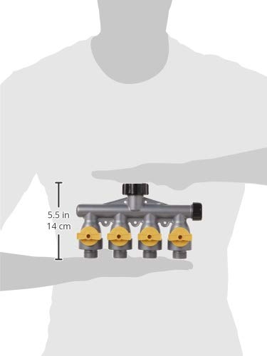 Melnor 347-6 Hiflo 4-Way Hose Valve-2.3"-Silver, Black, Yellow #TOP4
