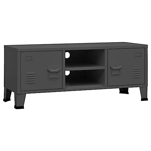 vidaXL Mueble de TV Industrial Aparador Armario Auxiliar Soporte Consola Cajón Sala Estante Almacenaje Mueble Salón Metal Antracita