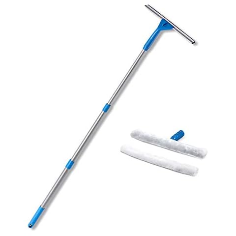 Novel Solutions One Tool Kit Rubber Squeegee, Microfiber Washer 35cm and Max 120cm Telescopic Pole Suitable for Bathroom, Glass Wall, High Window and Car Windshield Cleaning, DS-4903, Large Cover