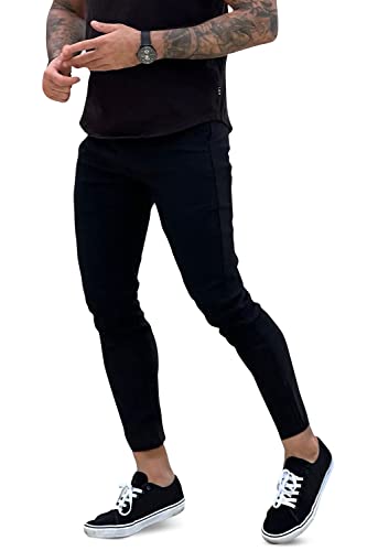 Smawell Mens Pants Casual Mens Stretch Pants Skinny Cropped Black 32 #TOP1