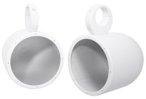 Pair Rockville 7.7" White Aluminum Wakeboard Tower Speaker Pod Enclosures (MAC80W)