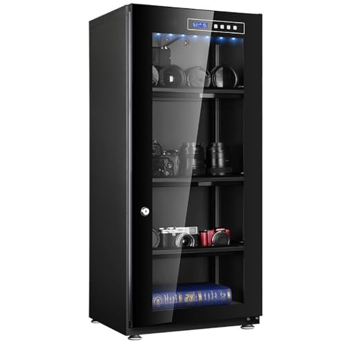 JJoias 120L LCD Electronic Automatic Drying Cabinet, Large Capacity Dehumidification Drying Cabinet, Used To Store Electronic Equipment,Black