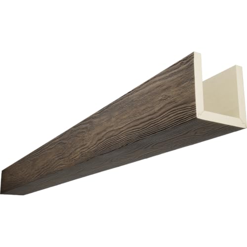 Timberthane Sandblasted Faux Wood Beam, 3-Sided (U-Beam), 12"W x 10"H x 144"L, Charcoal Grey Finish