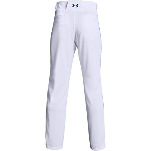 Under Armour Boys' Utility Relaxed Piped Baseball Pants , White (101)/Royal Blue , Youth Small #TOP1