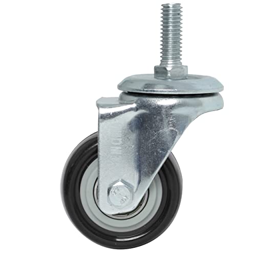 finnhomy stem caster wheels 2 inch heavy duty threaded swivel casters 51634 -18 x 1 set of 4 premium polyurethane wheels pu anti-wear smooth casters black
