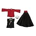 Perfeclan Fatti a Mano 1/6 Bambole per Ragazzi Cappotto a Vento Costumi Abiti Abiti per Bambole da 12 Pollici Abbigliamento Casual Regalo di Compleanno - Rosso Nero Set Completo