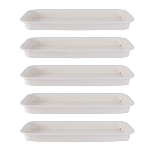 Yardwe 5Pcs Rectangular Plastic Plant Saucers Tray Drip Tray Pot Saucer Round Flower Pot Tray For Holding Water Drips And Soil,11 X 4.3 X 1.1 Inch (Beige) #TOP6