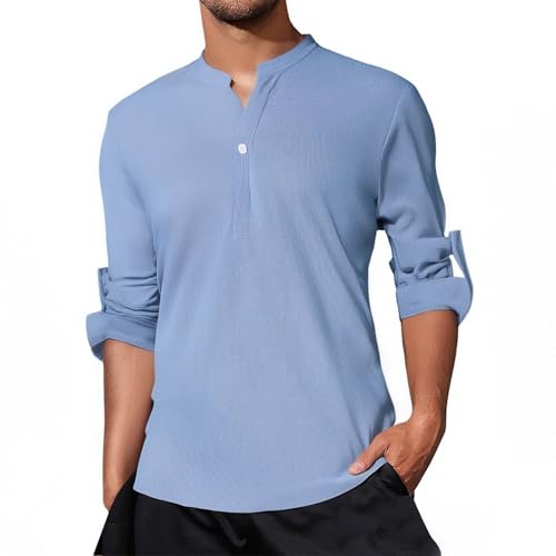 YOSUWOAI Camisa de verano para hombre, camisa de playa de 1/4 con botones, sin planchado, camisa de negocios, monocolor, camiseta de golf, cómoda, transpirable, corte regular, camisas para el tiempo