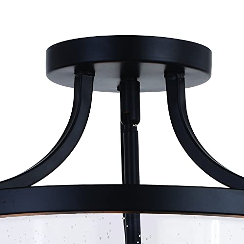 Vaxcel Holbrook 15.75-In W Black Industrial Semi Flush Mount Ceiling Light Clear Glass #TOP2
