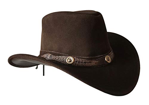 Brandslock Brown Leather Cowboy Hat For Men Women Lightweight Handcrafted Western Shapeable Wide Brim Durable Cowgirl Outback Hat #TOP2