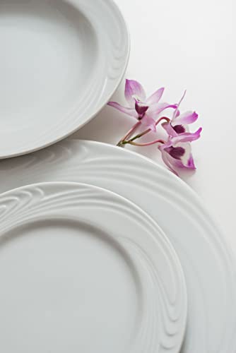 Estojo com 6 pratos sobremesa - Redondo waves, Branca - Schmidt